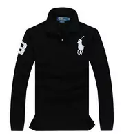 polo coupe classique en coton tee shirt noir pony blanc